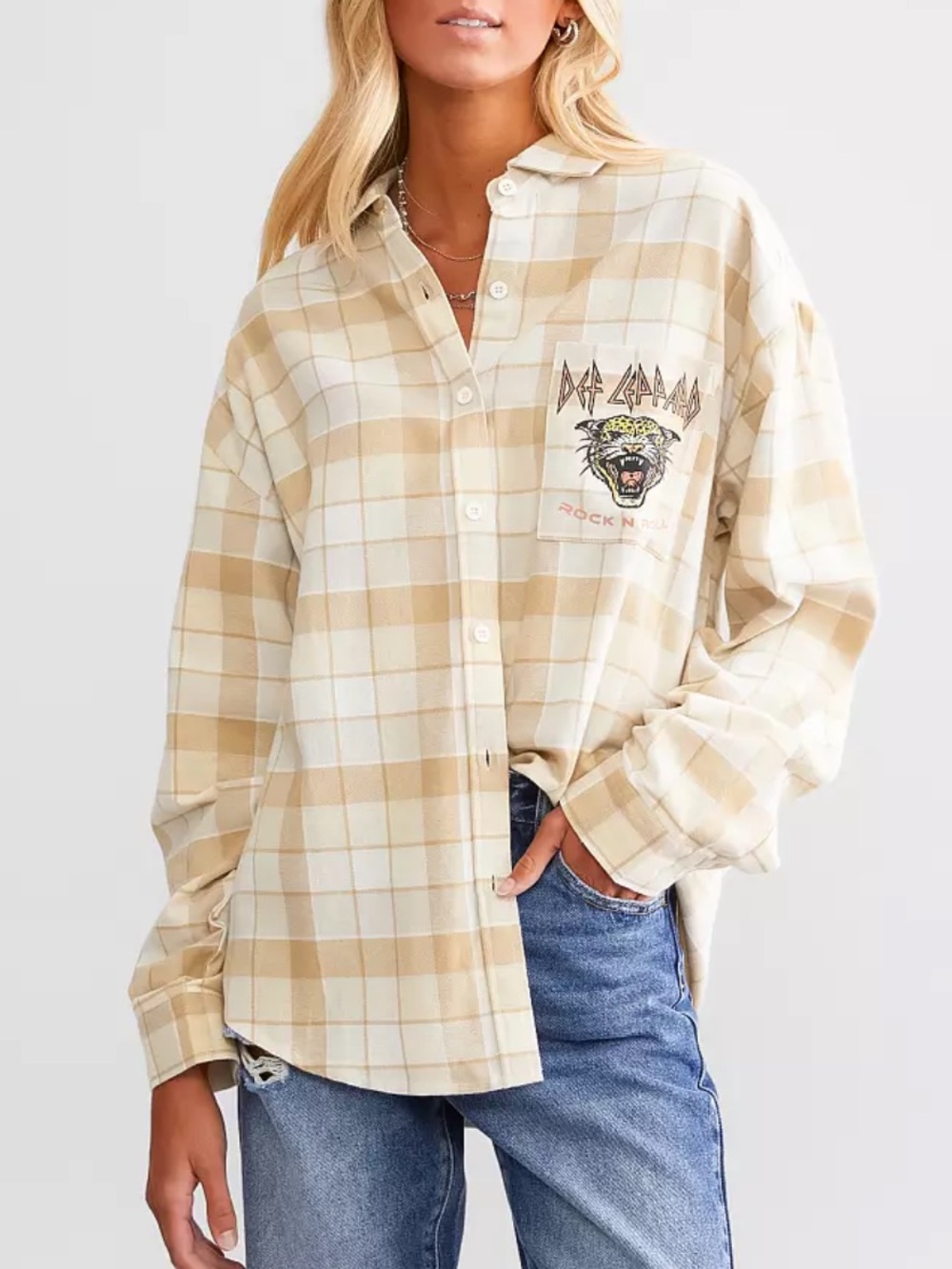 Def Leopard 1983 United States Tour Plaid Flannel Shirt from Anthropologie L